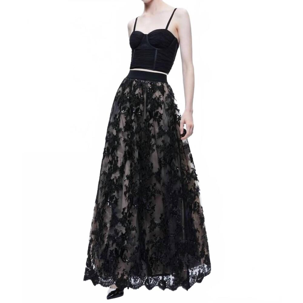 NEW ALICE + OLIVIA tina gown maxi skirt in black - Picture 1 of 2